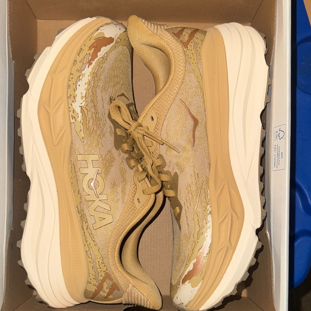 Hoka Men's Gold and Cream Athletic Shoes